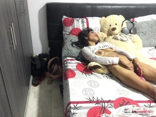 I dildo my pussy thinking about my lover at my husband's house