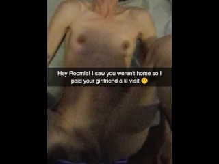 "No Please Don't Cum In Me!" Roommates Cheating Girlfriend Bred on Snapchat