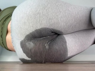 Only grey leggings peeing compilation / Boots and socks wetting
