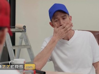 BRAZZERS - Louise Lee Hires Two Housepainters, Ends Up Getting Her Face Painted With Cum Instead
