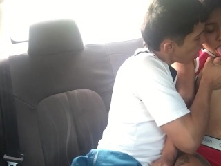 I suck my boyfriend's cock in my friend's car