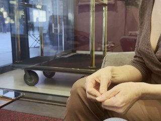 Having coffee with my wife while she shows her tits and nipples in public wearing no bra