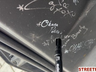 STREETFUCK LUNA BBunny gets three Public Orgasm, with a finger in her butthole