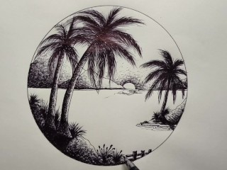 Circle Scenery in Scribble Art