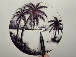 Circle Scenery in Scribble Art
