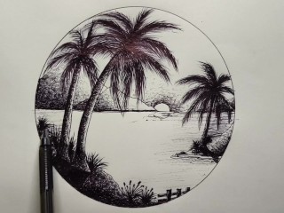 Circle Scenery in Scribble Art