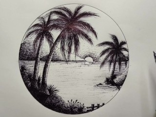 Circle Scenery in Scribble Art
