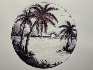 Circle Scenery in Scribble Art
