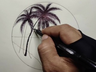 Circle Scenery in Scribble Art