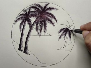 Circle Scenery in Scribble Art