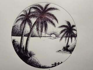 Circle Scenery in Scribble Art