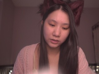 Cute Asian Girl Kitty Cat Cosplay ASMR - read with me onii-chan! - Ezra 9-10