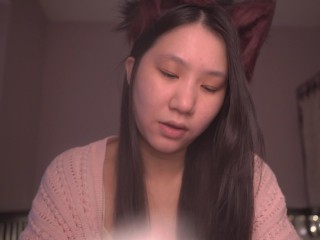 Cute Asian Girl Kitty Cat Cosplay ASMR - read with me onii-chan! - Ezra 9-10