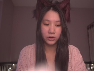 Cute Asian Girl Kitty Cat Cosplay ASMR - read with me onii-chan! - Ezra 9-10