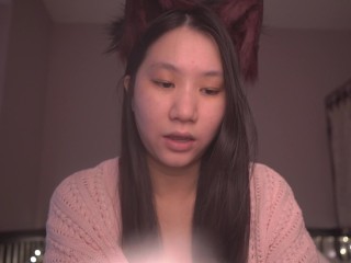 Cute Asian Girl Kitty Cat Cosplay ASMR - read with me onii-chan! - Ezra 9-10