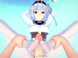 POV Hentai Footjob from Suzutsuki from Kantai Collection