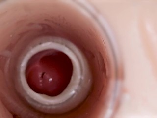 Camera inside deep pussy captures huge ejaculation of sperm
