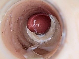 Camera inside deep pussy captures huge ejaculation of sperm