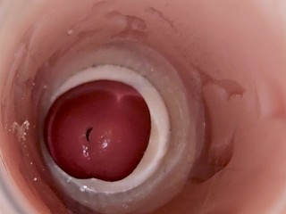Camera inside deep pussy captures huge ejaculation of sperm