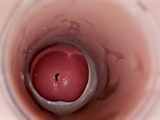 Camera inside deep pussy captures huge ejaculation of sperm