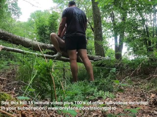 Training Zero Femdom Pussy Licking Slave in the Woods! Outdoor Public Orgasm Real Homemade Amateur