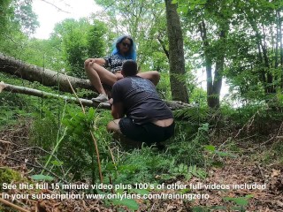 Training Zero Femdom Pussy Licking Slave in the Woods! Outdoor Public Orgasm Real Homemade Amateur