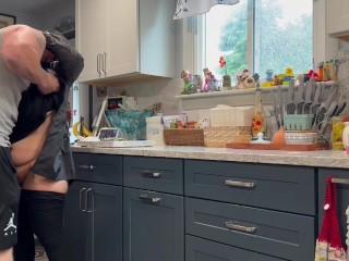 Neighbor snuck over in the rain to get her pussy flooded with cum