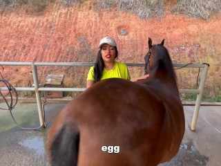 The mare got sick and the vets fuck the busty, big ass Latina owner until she squirt 2 calm her down