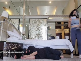 香港 廣東話 C583: 變態 瑜珈褲 緊身褲 痴女 女S 大戰 黑衣M男！(全片：fansocial.app. jessica