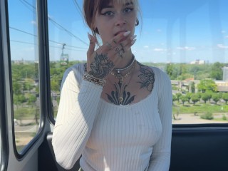 risky public cable car blowjob - naughty in the sky / SallyDinosaur