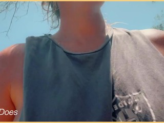 WIFEY dared walking around side boob on public beach