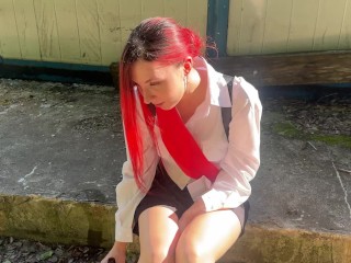 I caught my neighbor's daughter, a graduate, drinking  and punished her with a bottle in her ass