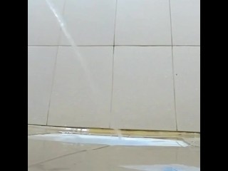 Cute girl pissing in public toilet with self motivated