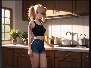 Step Sister Seduces Step Brother in the Kitchen (Voiceover Visual Novel)