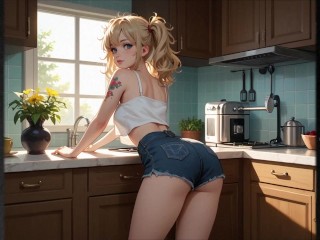Step Sister Seduces Step Brother in the Kitchen (Voiceover Visual Novel)