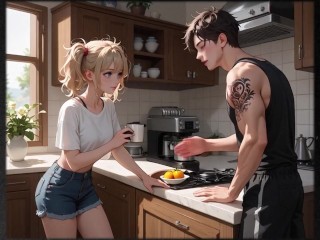 Step Sister Seduces Step Brother in the Kitchen (Voiceover Visual Novel)