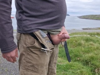 Pissing In Public. Taking A Piss By The Side Of The Road.