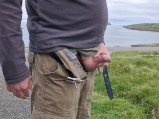 Pissing In Public. Taking A Piss By The Side Of The Road.