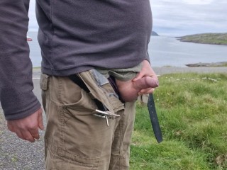 Pissing In Public. Taking A Piss By The Side Of The Road.