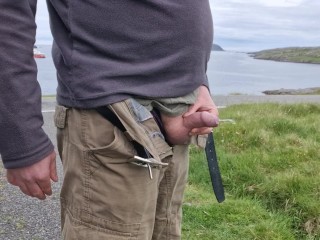 Pissing In Public. Taking A Piss By The Side Of The Road.
