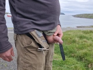 Pissing In Public. Taking A Piss By The Side Of The Road.