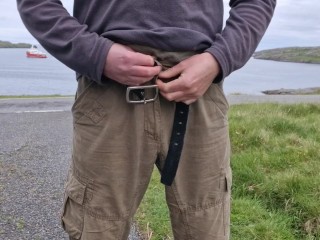 Pissing In Public. Taking A Piss By The Side Of The Road.