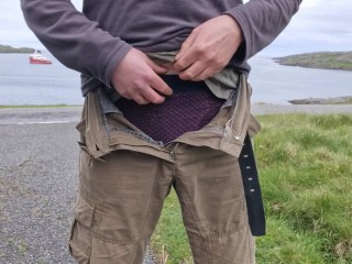 Pissing In Public. Taking A Piss By The Side Of The Road.