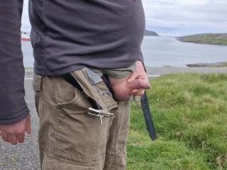 Pissing In Public. Taking A Piss By The Side Of The Road.