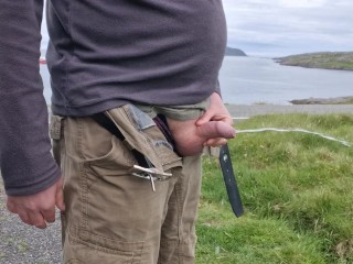 Pissing In Public. Taking A Piss By The Side Of The Road.