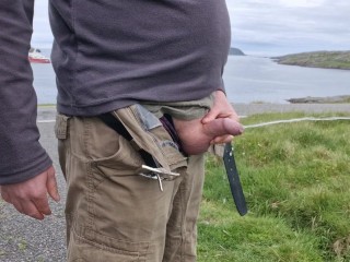 Pissing In Public. Taking A Piss By The Side Of The Road.