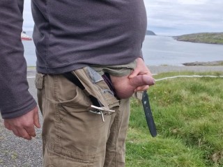 Pissing In Public. Taking A Piss By The Side Of The Road.