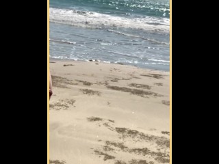 Wife walks around public beach fully nude