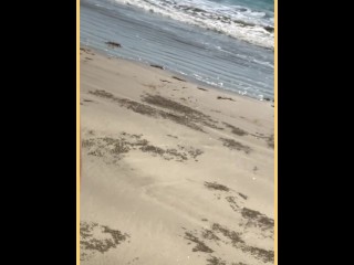 Wife walks around public beach fully nude