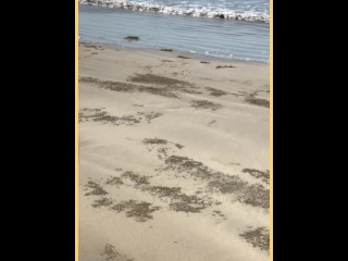 Wife walks around public beach fully nude